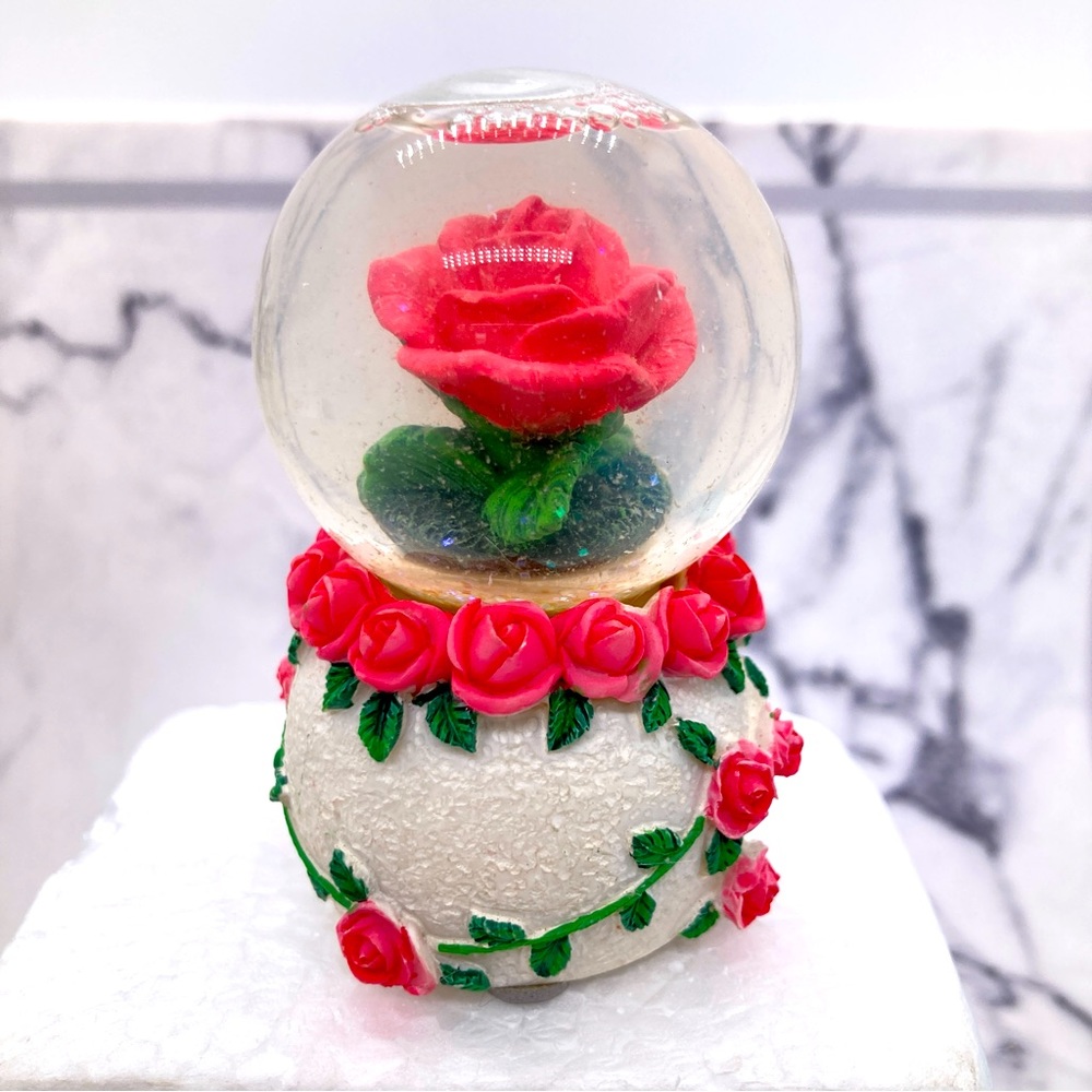 Papel Giftware Miniature Waterdome Rose Flower NEW in Box Sound Not Working